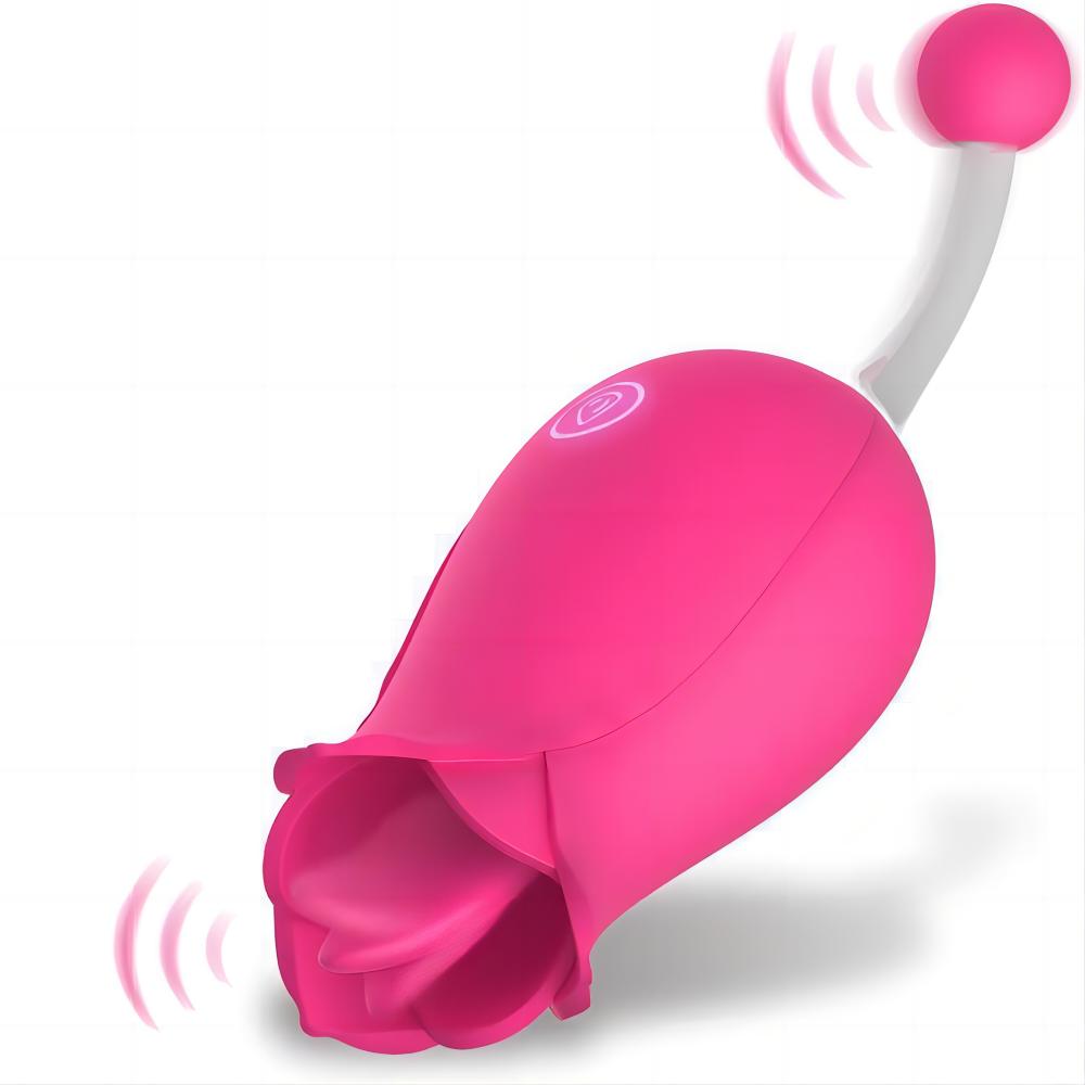 Tongue-Licking & Vibrating Rose Vibrator for Woman Clitoris Stimulator Oral Sex Toy