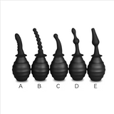 Curved Tip Silicone Ribbed Anal Douche Enema Bulb 380ML Adult Toys