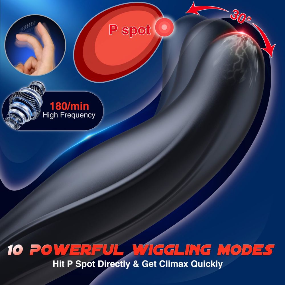 Prostate Massager with Cock Ring Wiggling Thrusting Anal Vibrator Sex Toy for Man