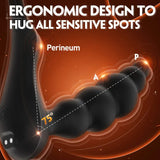 Male Prostate Massager with Dual Penis Rings 5 Graduated Anal Beads Anal Plug Sex Toy for Man