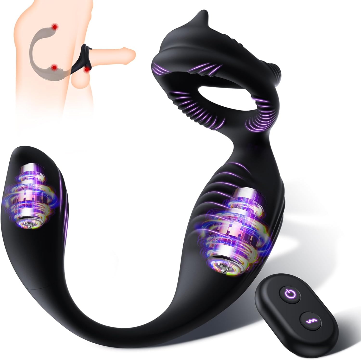 Male Prostate Massager Anal Vibrator with Penis Ring & Remote Controller Testicle Stimulator Sex Toys