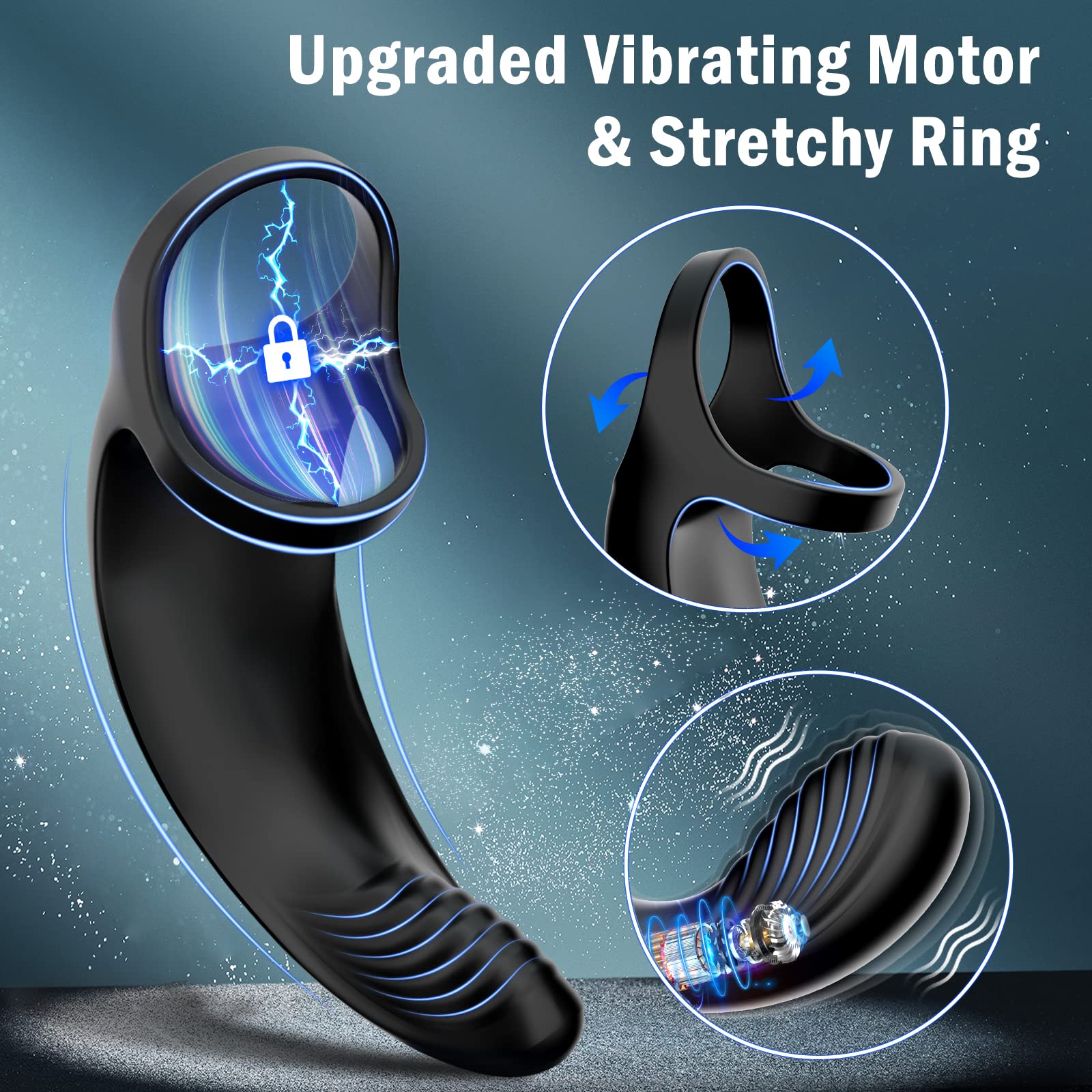 Male Anal Vibrator with Cock Rings Remote Control Prostate Massager Butt Plug Sex Toys