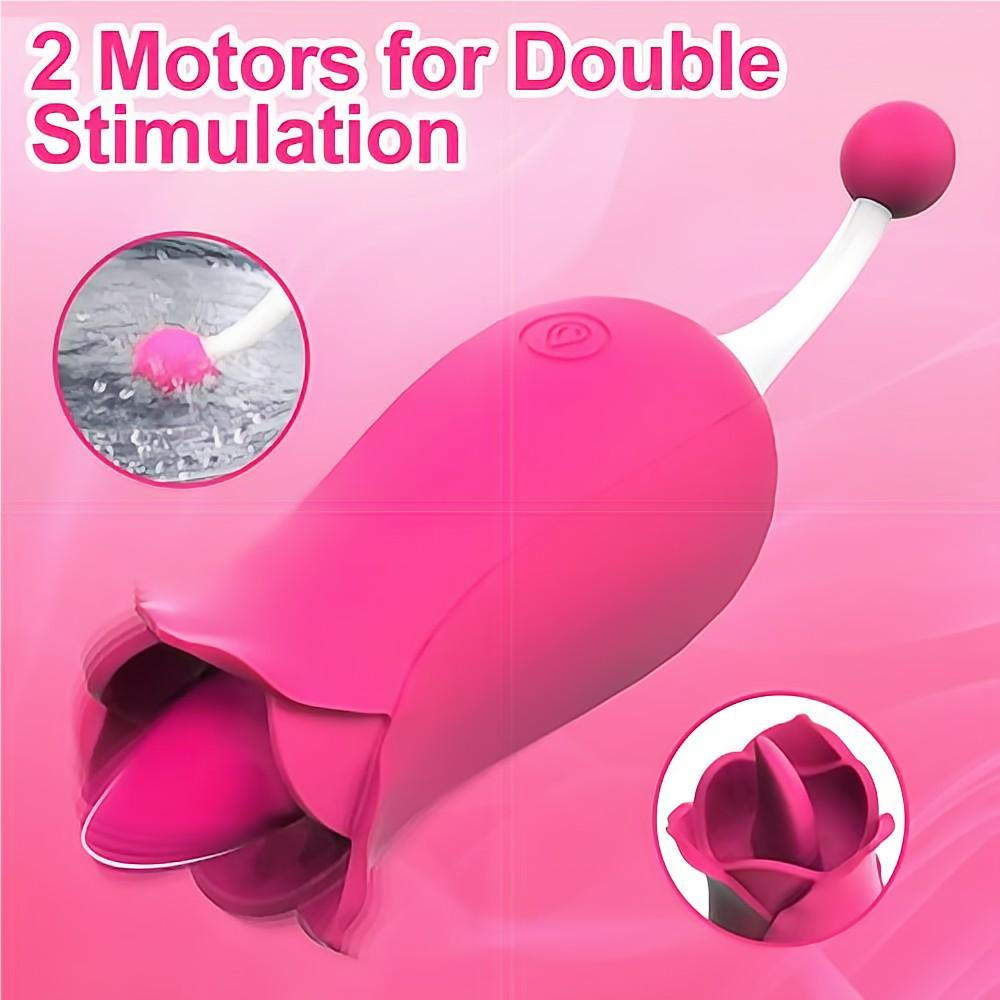 Tongue-Licking & Vibrating Rose Vibrator for Woman Clitoris Stimulator Oral Sex Toy