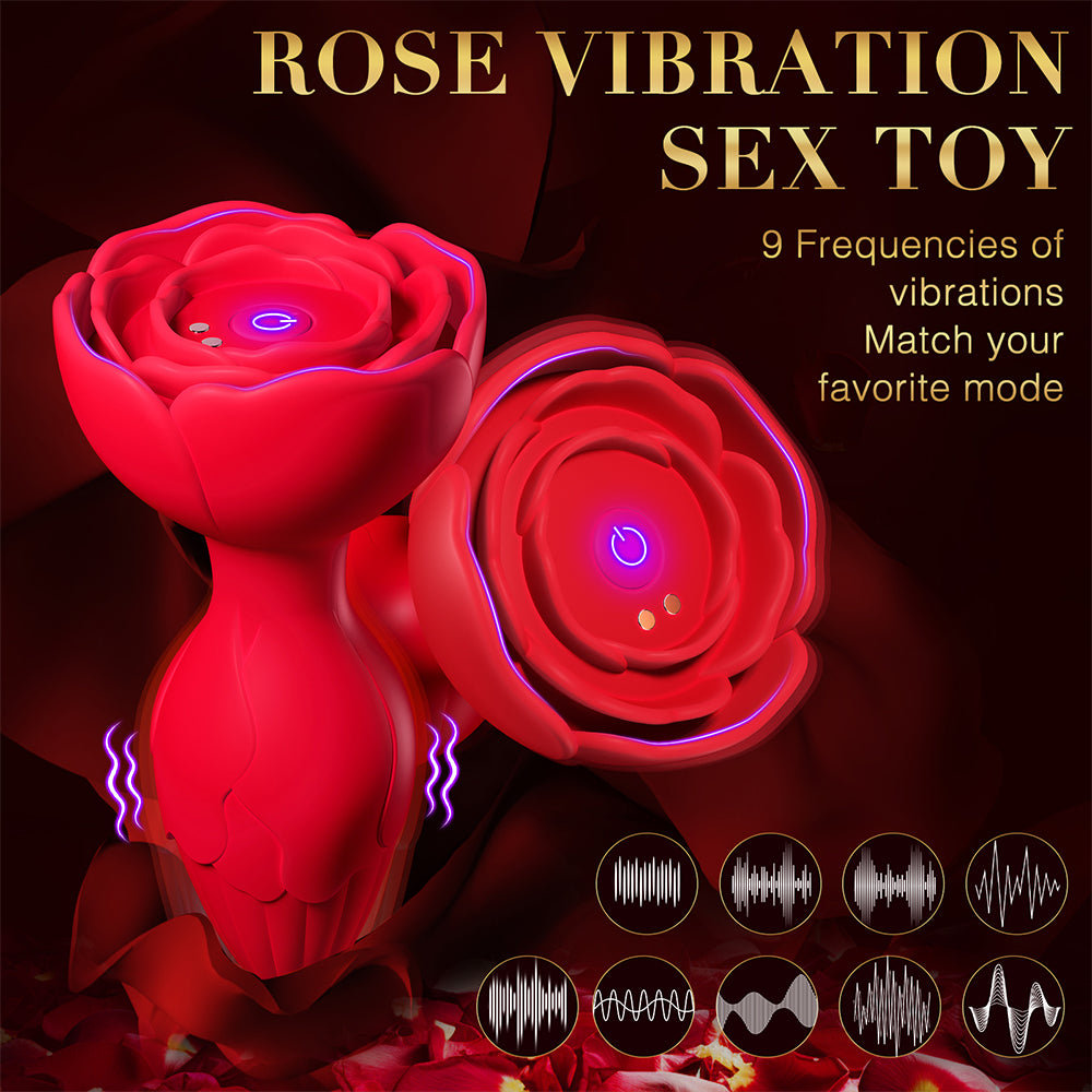 APP Remote Control Rose Butt Plug Vibrating Anal Plug Sex Toy with 9 Vibration Modes Adult Toys