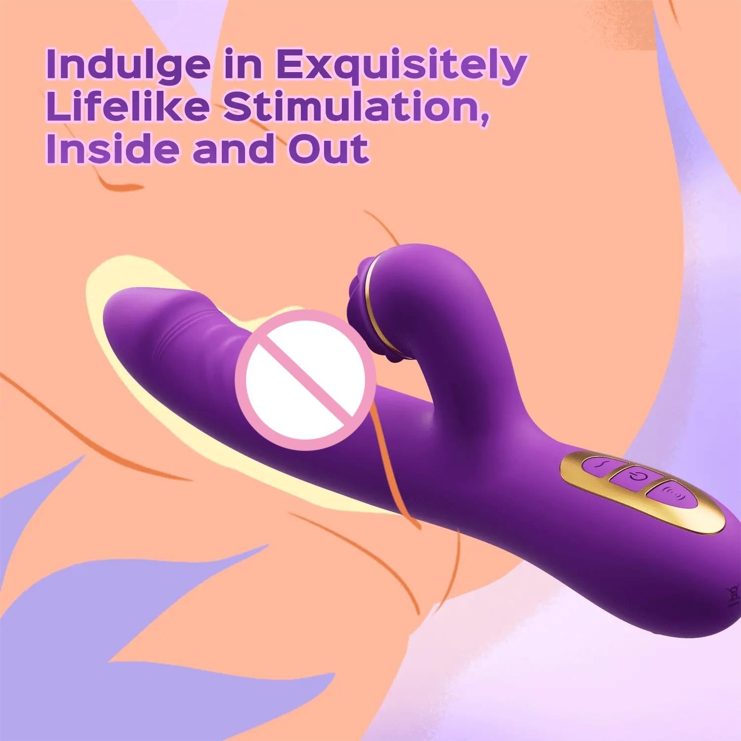 Woman Vibrator Tongue Licking Clitoral & G-spot Stimulator Thrusting Rabbit Vibrators Female Sex Toy