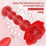 Vibrating Anal Beads Rotating Anal Vibrator Remote Prostate Massager with Rose Base Sex Toy