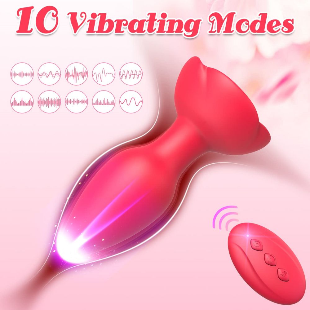 Anal Vibrators Vibrating Rose Remote Control Butt Plug with 10 Modes Adult Sex Toys