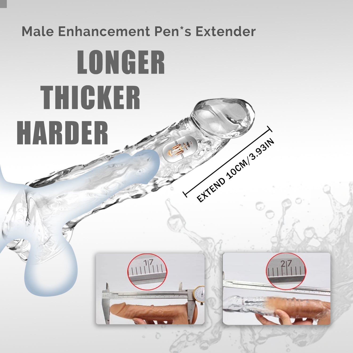 Penis Extender Reusable Sleeve with Vibrator Male Adult Toys