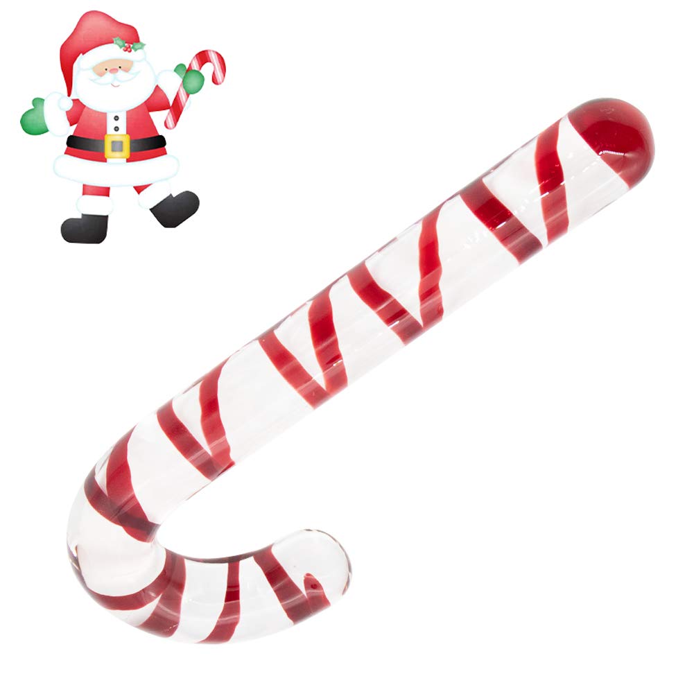 Chirstams Gift Double-end Butt Plug Glass Candy Cane Anal Plug Adult Toys for Men & Women