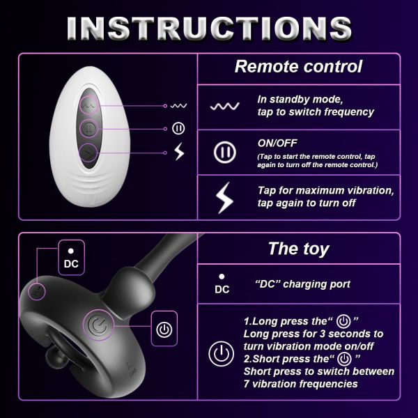 Vibrating Cock Ring Remote Penis Vibrator with 7 Vibration Modes Adult Sex Toys for Couples