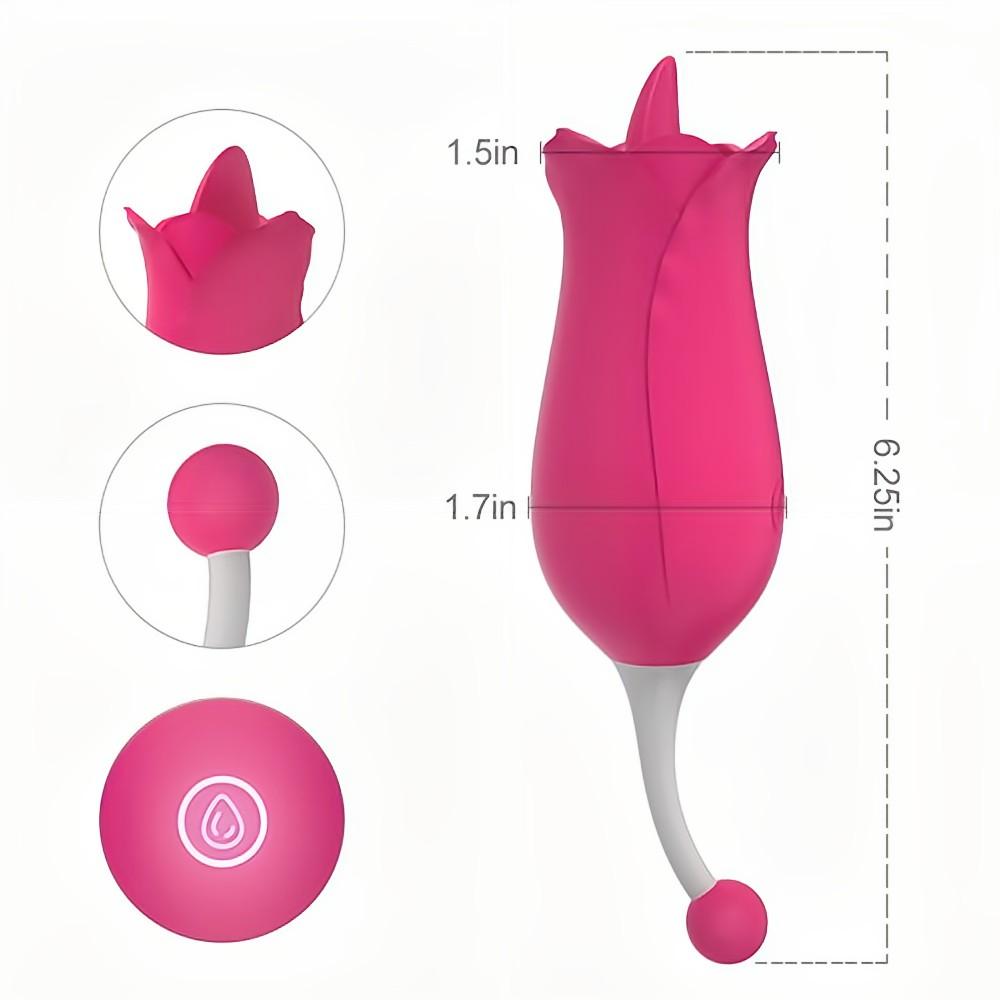 Tongue-Licking & Vibrating Rose Vibrator for Woman Clitoris Stimulator Oral Sex Toy