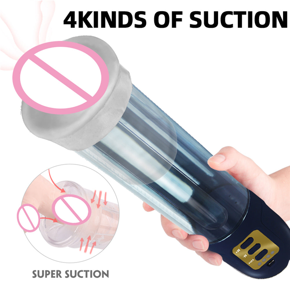 Auto Penis Pump Vacuum Sucking Masturbator Male Enlargement Training Set with Penis Rings Adult Toys