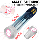 Auto Penis Pump Vacuum Sucking Masturbator Male Enlargement Training Set with Penis Rings Adult Toys