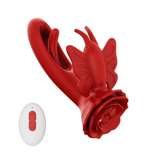 Layla - Rosy Butterfly Flapping G-spot Vibrator Clit Stimulator Sex Toys for Woman