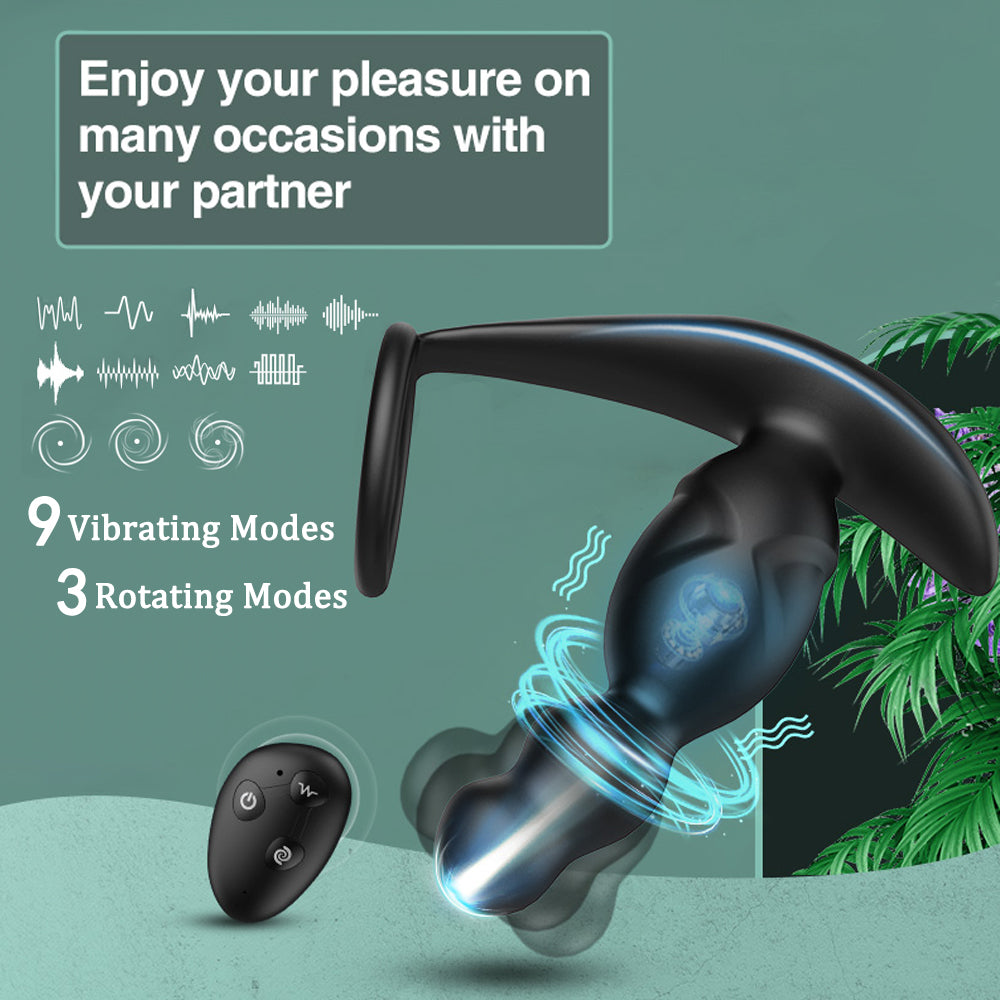 Prostate Massager with Penis Ring | Luse Anal Vibator APP Control Rotating Vibrating Anal Toys for Man