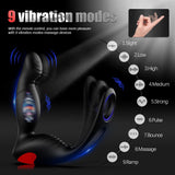 Remote Control Male Prostate Vibe Anal Plug with Dual Penis Rings Sex Toys for Man