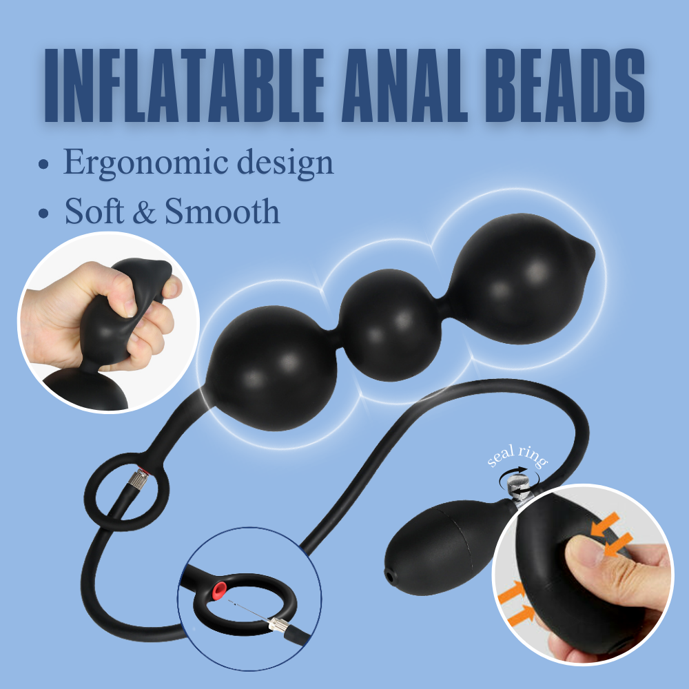 Inflatable Anal Beads U-ESPE Silicone Anal Dilation Sex Toy for Man & Woman