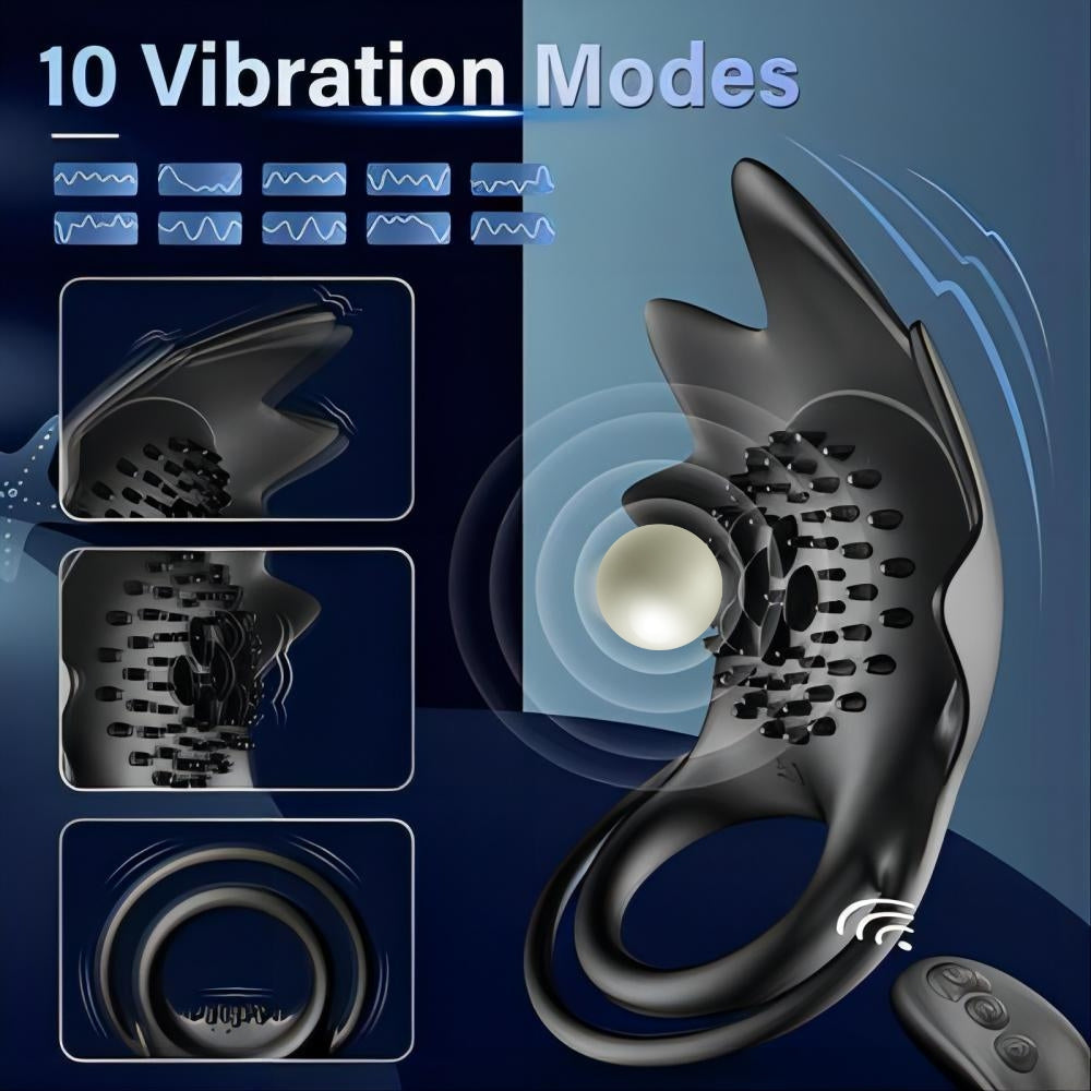 Penis Vibrator STARFISH Testicles Stimulator with Double Penis Rings Adult Sex Toy for Man