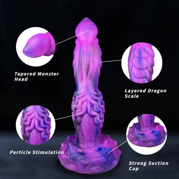 Poke Fantasy Dragon Dildo 9" Heating Monster Dildos with Suction Cup Thrusting Vibrating G-Spot Vibrator  Adult Sex Toy