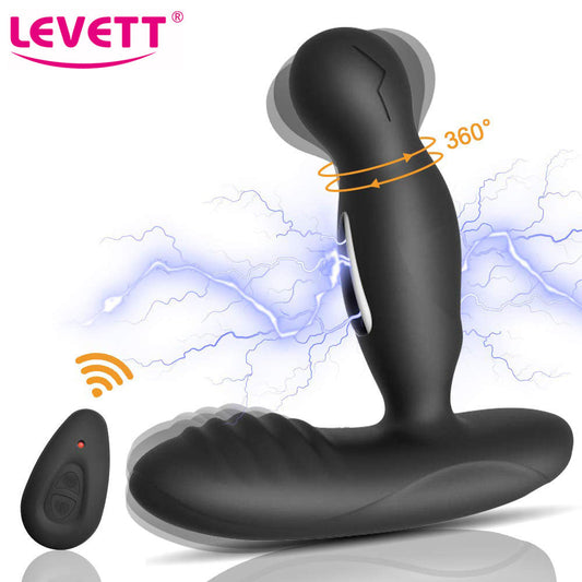 LEVETT E-Stim 360° Rotation Vibrating Prostate Anal Plug with Remote Control