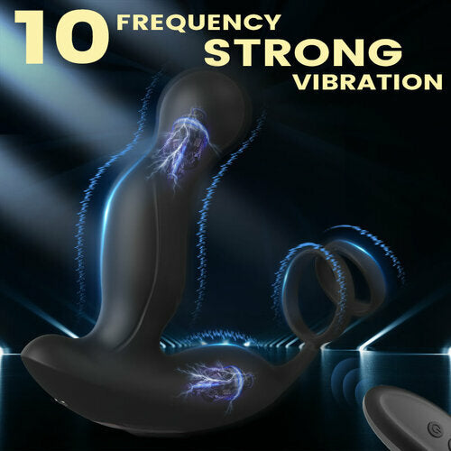 Prostate Massager with Dual Penis Ring U-SINER Remote Anal Vibrator for Man